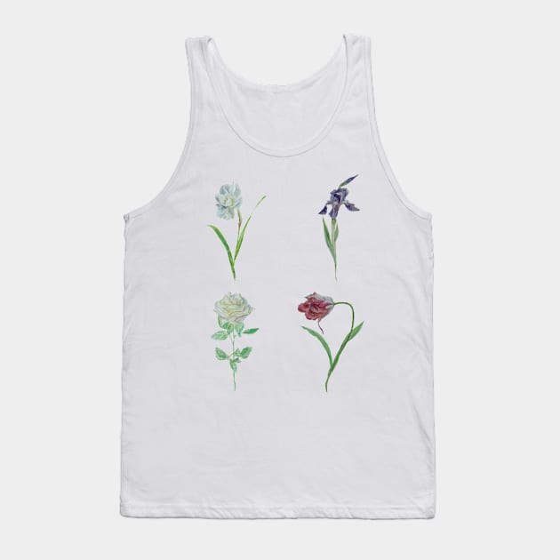 Flowers: narcissus, iris, rose, tulip Tank Top by AleksandraHurson